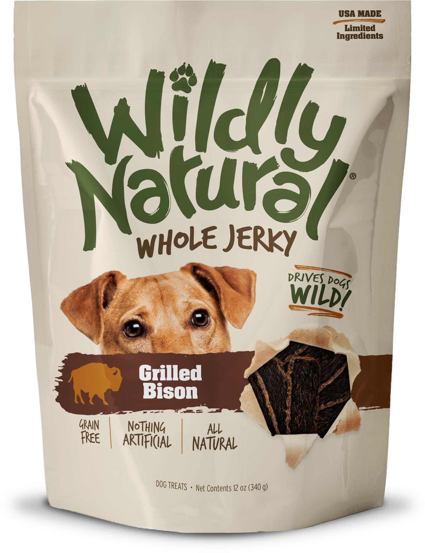 Fruitables Wildly Natural Whole Jerky Grilled Bison Dog Treats 5oz