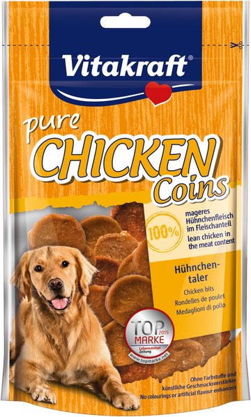 Vitakraft Pure Chicken Coin Dog Treats 80g