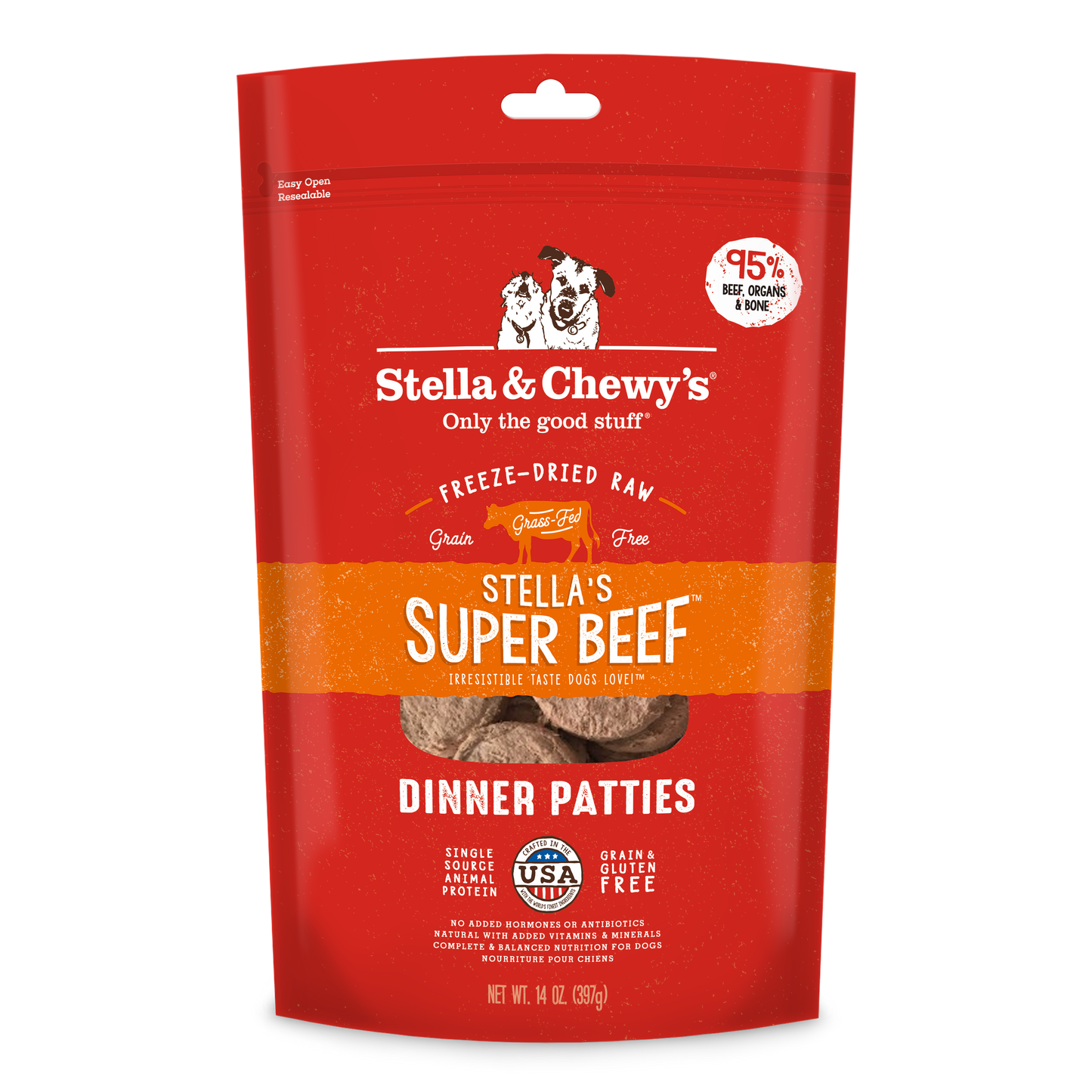 Stella & Chewy's Stella's Super Beef Dinner Patties Freeze-Dried Raw Dog Food (2 Sizes)