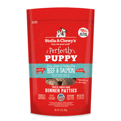 Stella & Chewy's Perfectly Puppy Beef & Salmon Dinner Patties Freeze-Dried Raw Dog Food 14oz