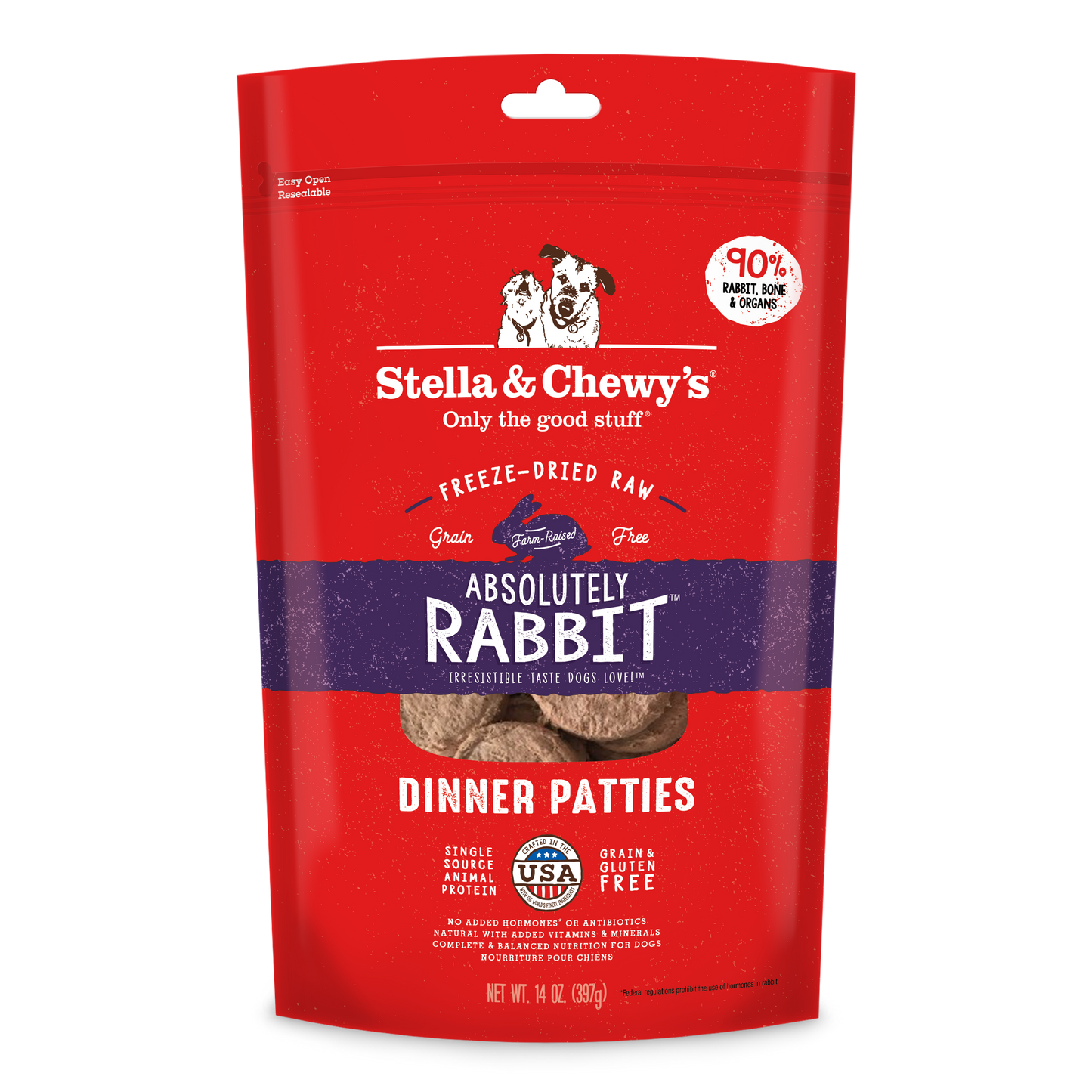 Stella & Chewy's Absolutely Rabbit Dinner Patties Freeze-Dried Raw Dog Food 14oz