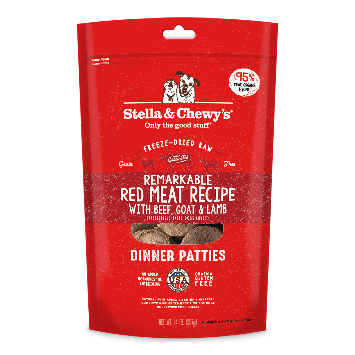 Stella & Chewy's Remarkable Red Meat Dinner Patties Freeze-Dried Raw Dog Food 14oz