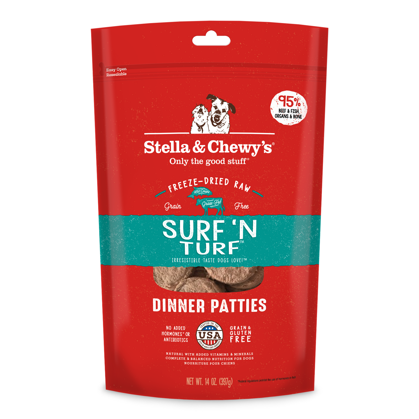 Stella & Chewy's Surf ‘N Turf Dinner Patties Freeze-Dried Raw Dog Food (2 Sizes)