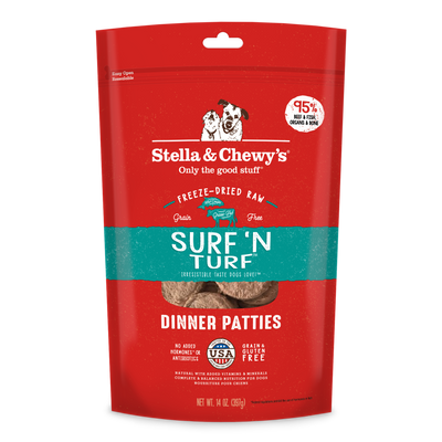 Stella & Chewy's Surf ‘N Turf Dinner Patties Freeze-Dried Raw Dog Food (2 Sizes)