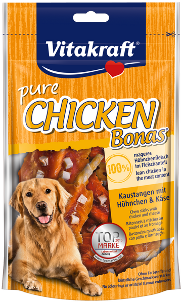 Vitakraft Pure Chicken Bonas w Cheese Dog Treats 80g