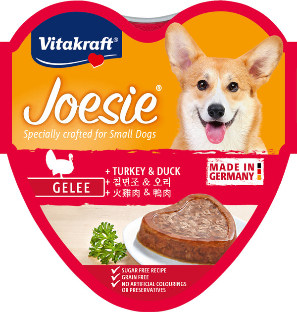 Vitakraft Joesie Hearts Turkey & Duck in Jelly Tray Dog Wet Food 85g