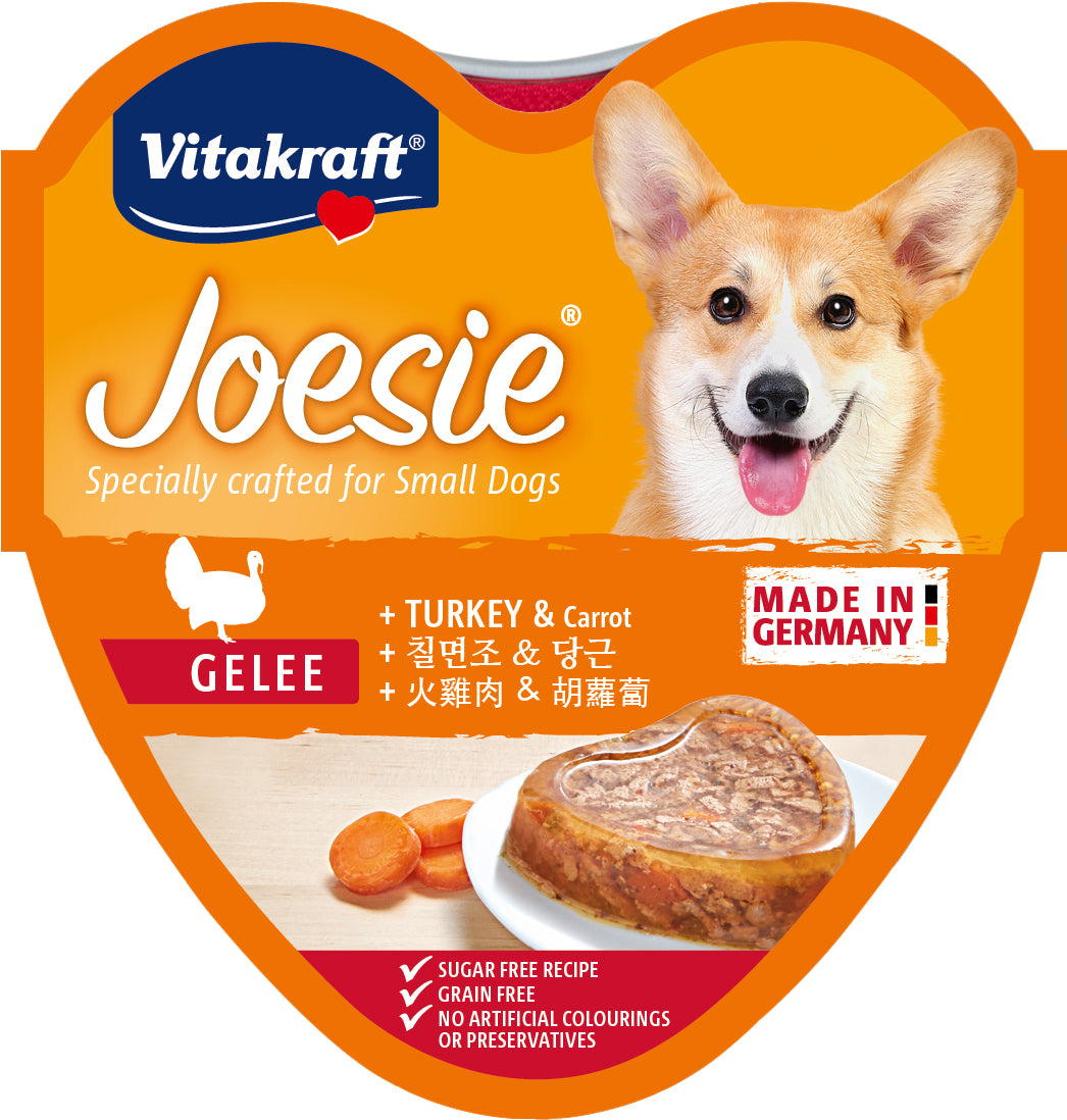 Vitakraft Joesie Hearts Turkey & Carrot in Jelly Tray Dog Wet Food 85g