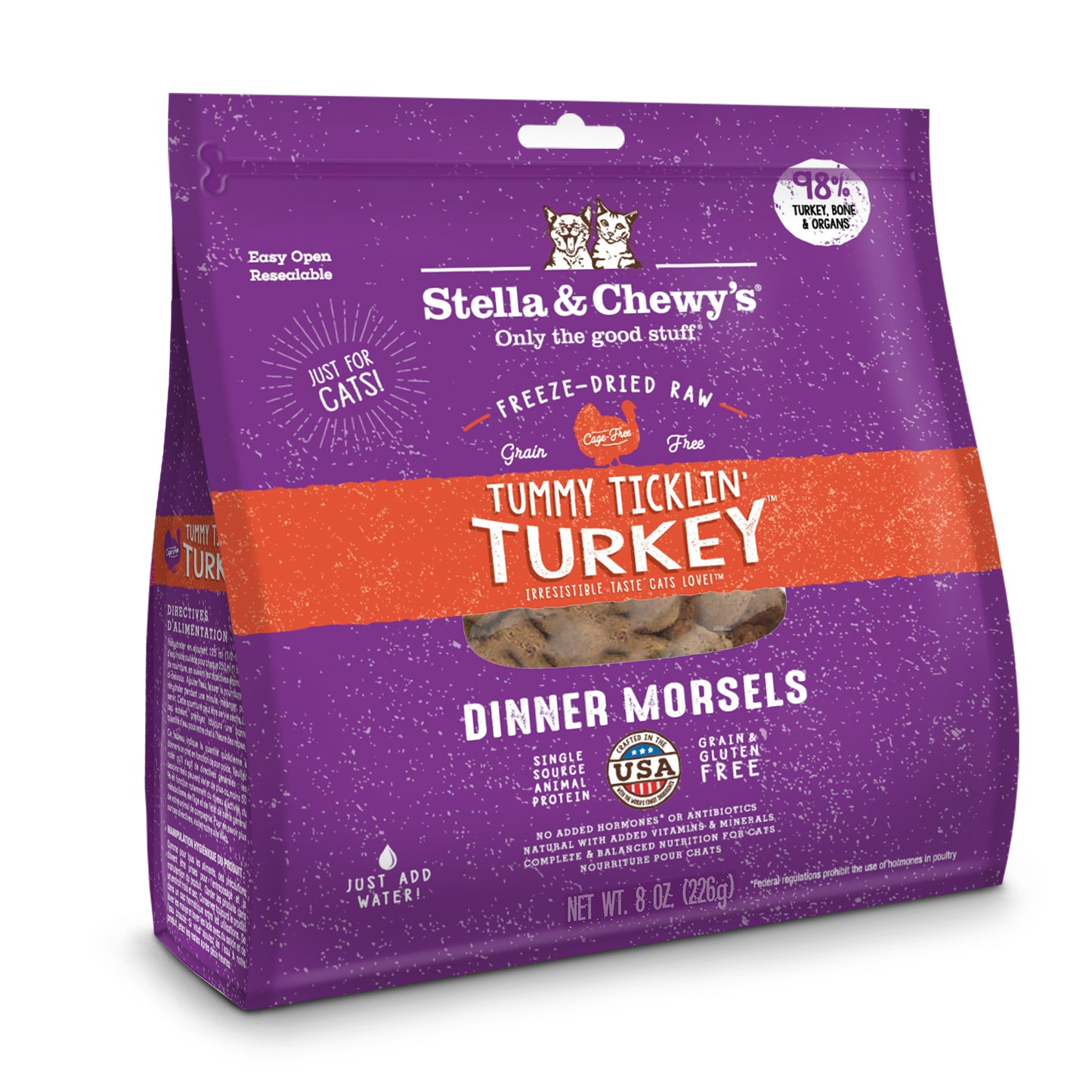 Stella & Chewy’s Tummy Tucklin’ Turkey Dinner Morsels Freeze Dried Cat Food (2 Sizes)