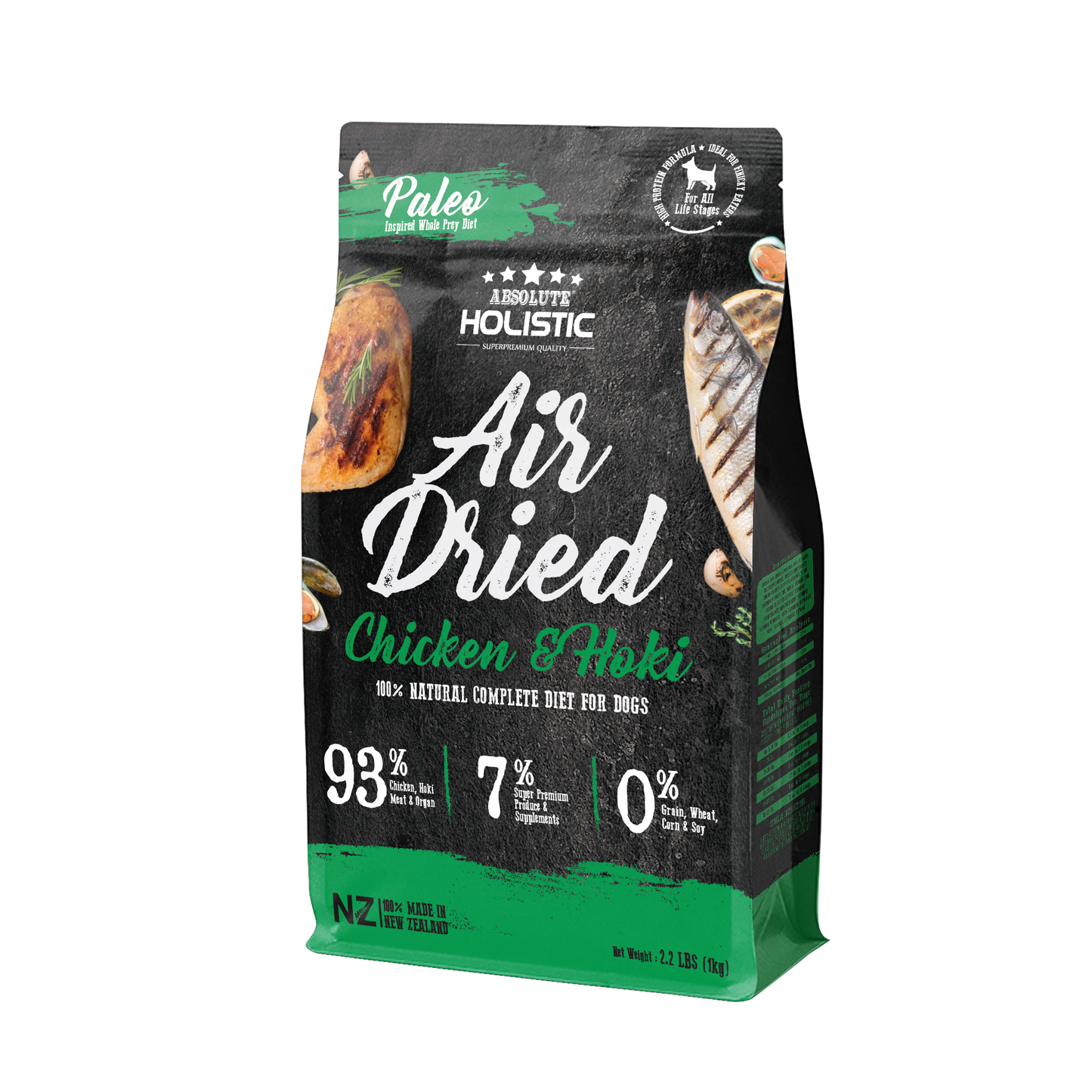 [3 for $17.70 OFF] Absolute Holistic Air Dried Chicken & Hoki Dog Food 1kg