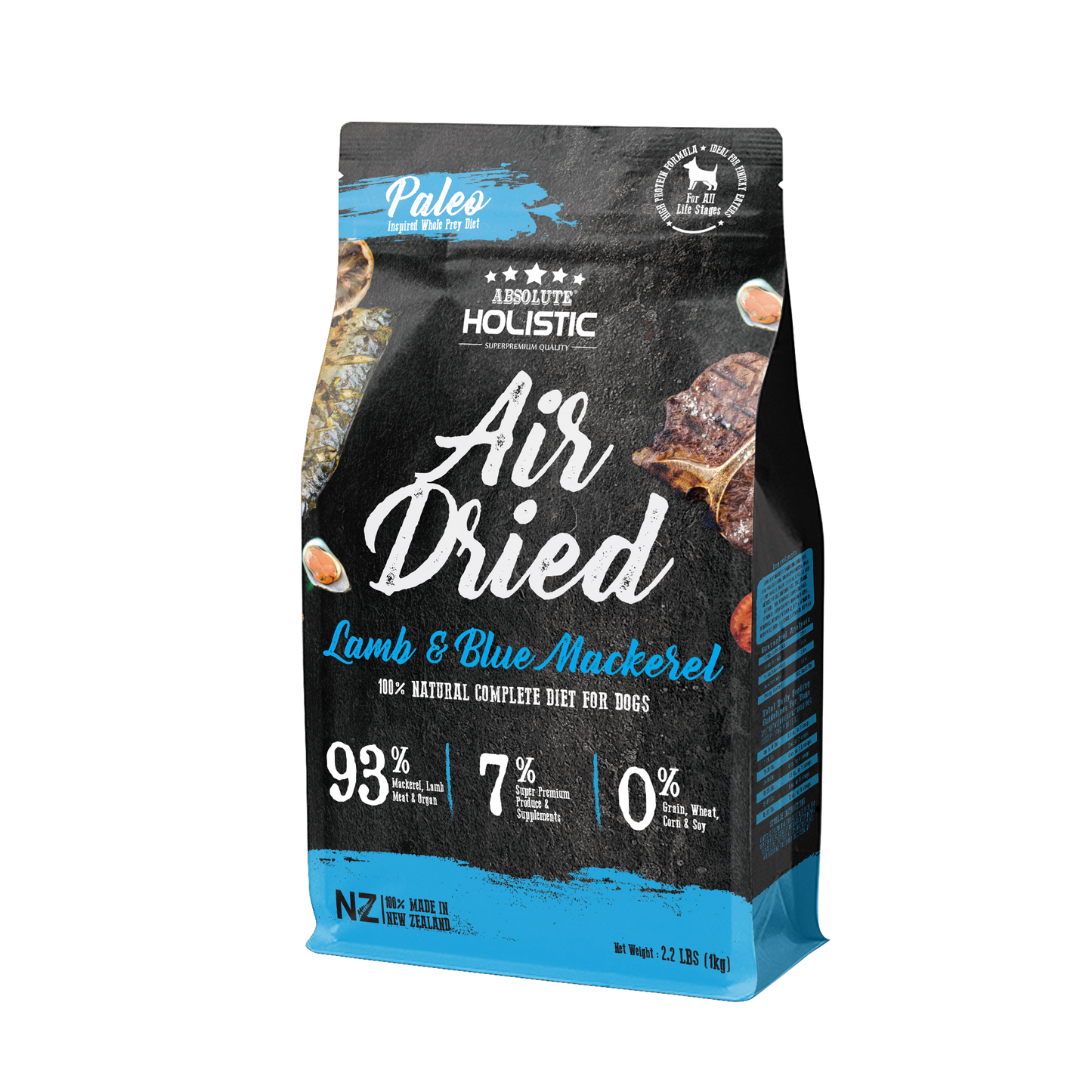 [3 for $17.70 OFF] Absolute Holistic Air Dried Blue Mackerel & Lamb Dog Food 1kg