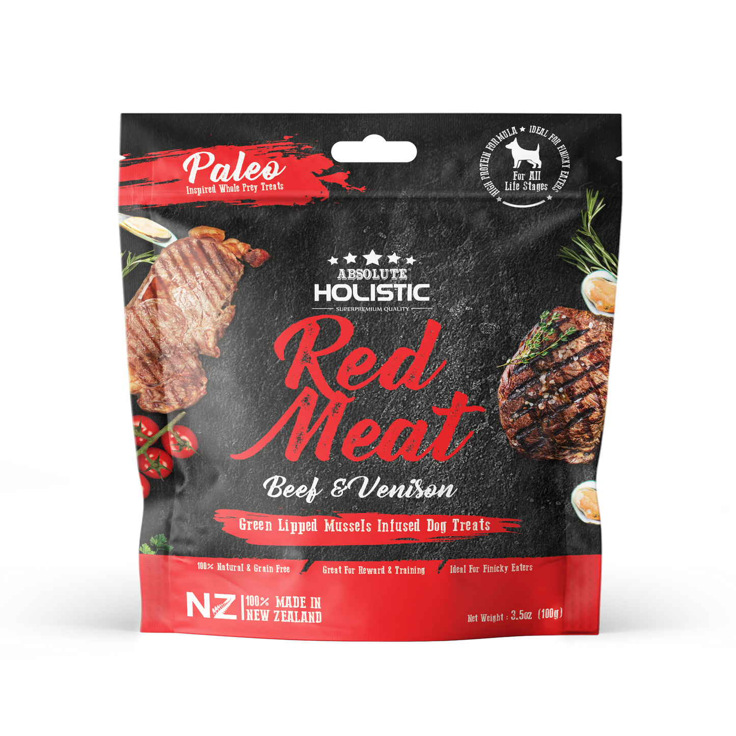 [3 for $3.60 OFF] Absolute Holistic Air Dried Beef & Venison Dog Treats 100g