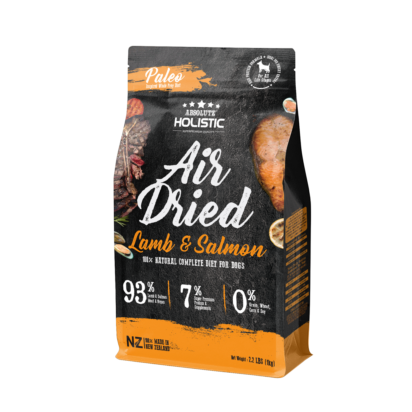 [3 for $17.70 OFF] Absolute Holistic Air Dried Lamb & Salmon Dog Food 1kg