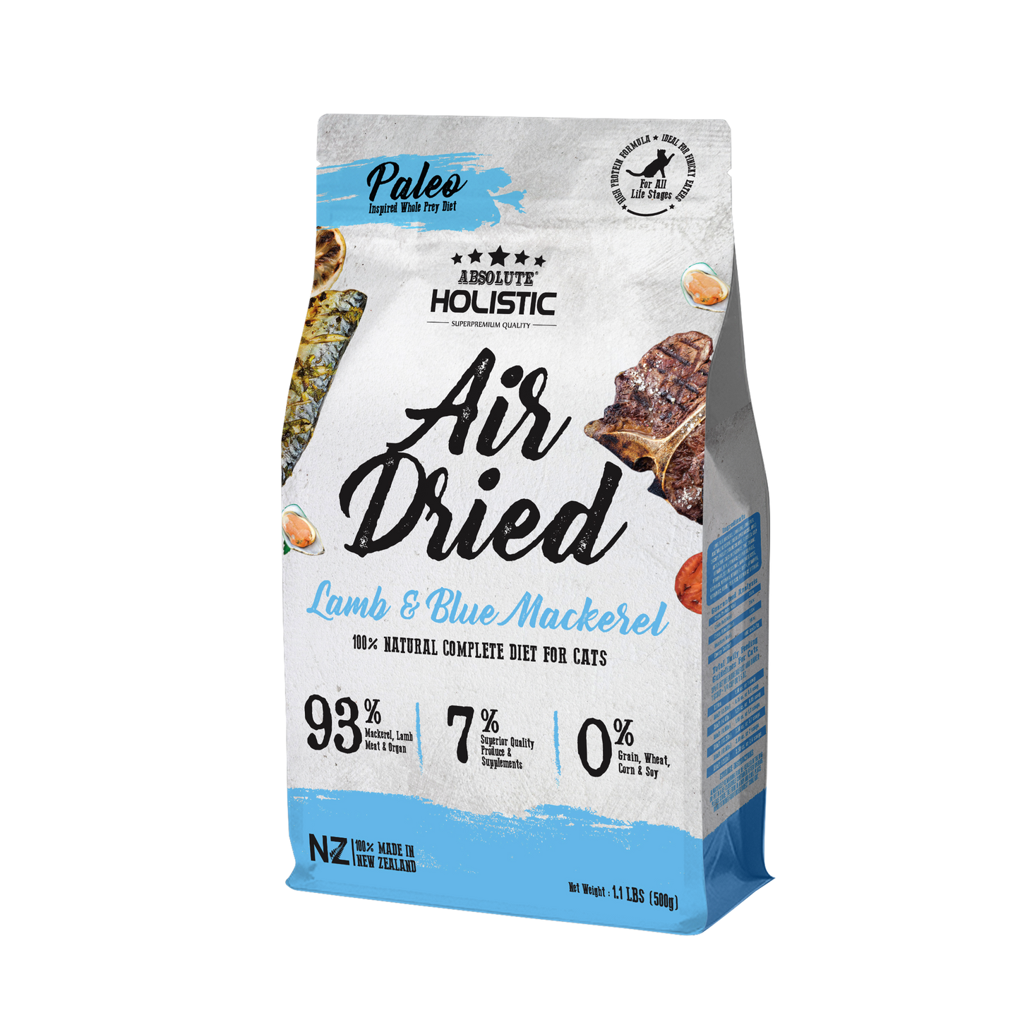 [2 for $8 OFF] Absolute Holistic Air Dried Lamb & Blue Mackerel Cat Food 500g