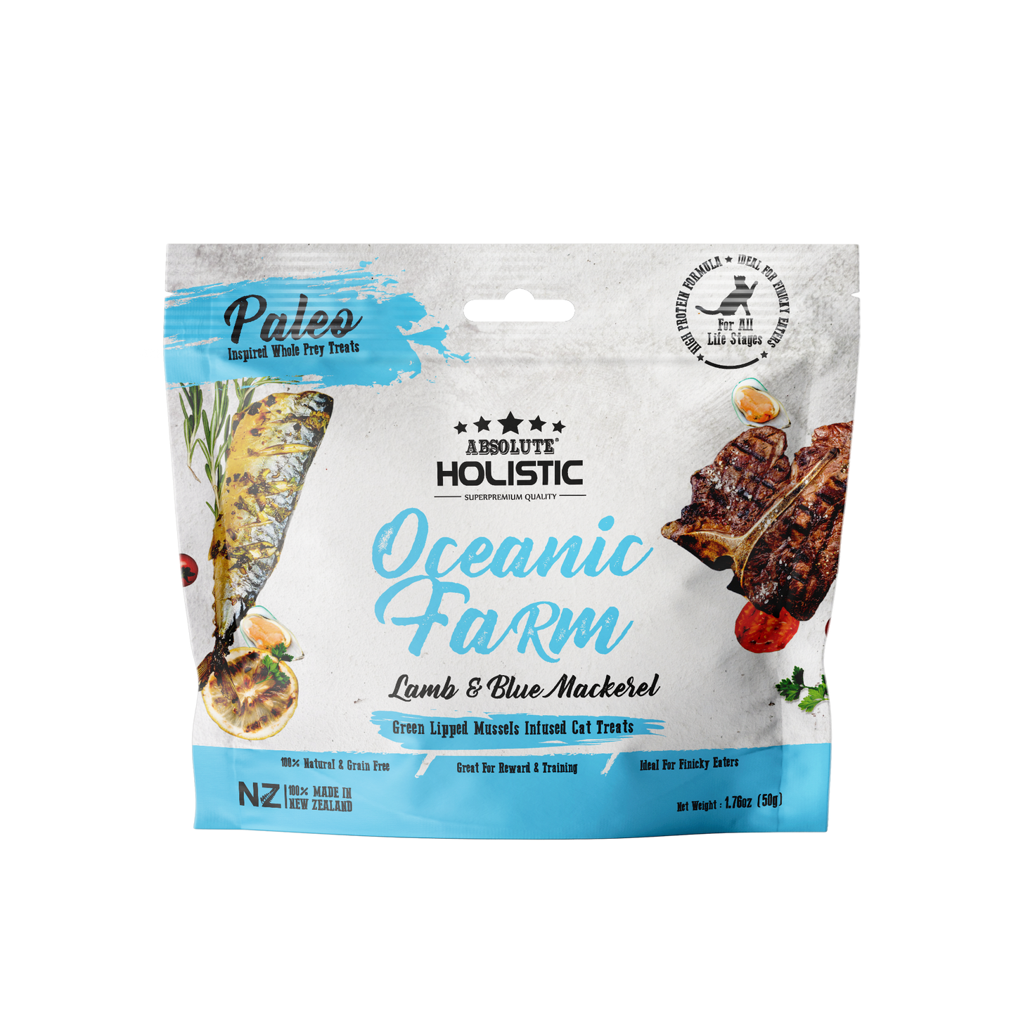 [3 for $15] Absolute Holistic Air Dried Lamb & Blue Mackerel Cat Treats 50g