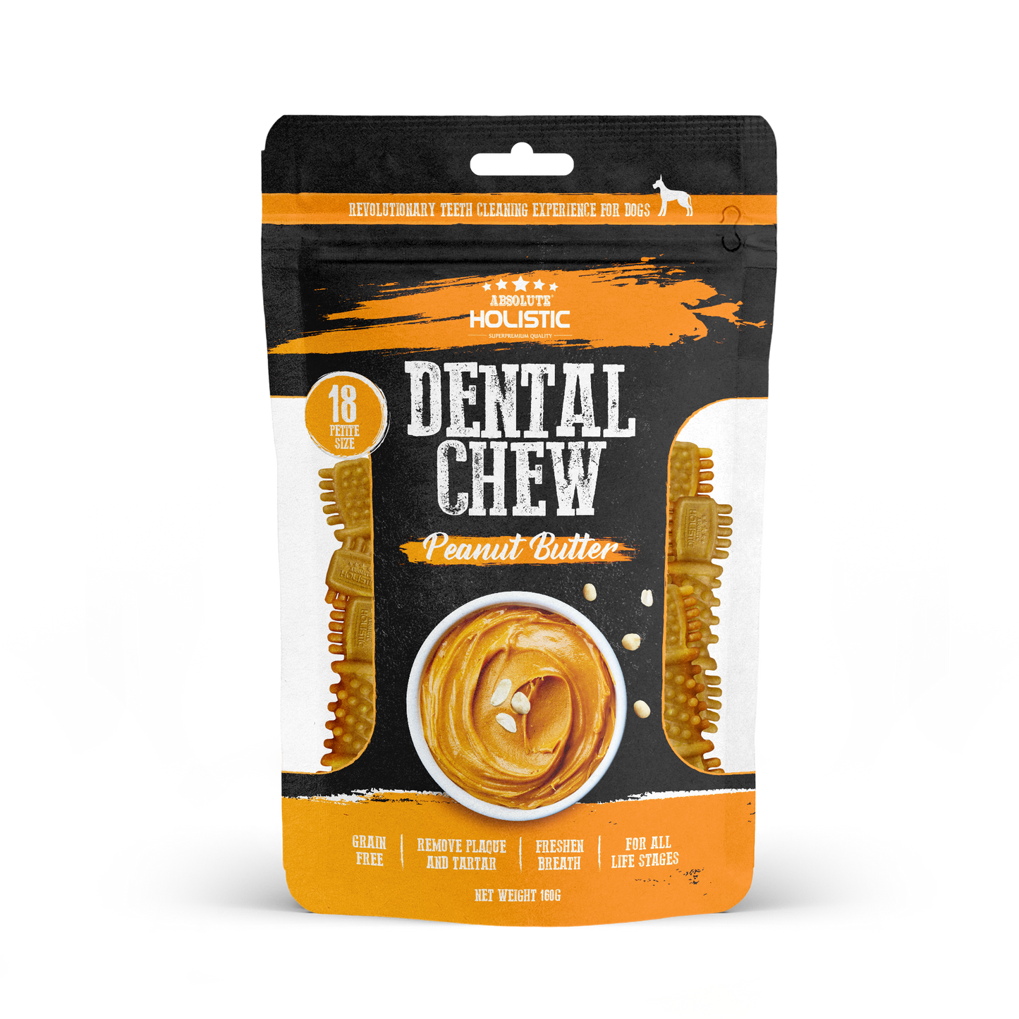 [As Low As $6 Each] Absolute Holistic Peanut Butter Petite Dental Chew Value Pack for Dogs 160g