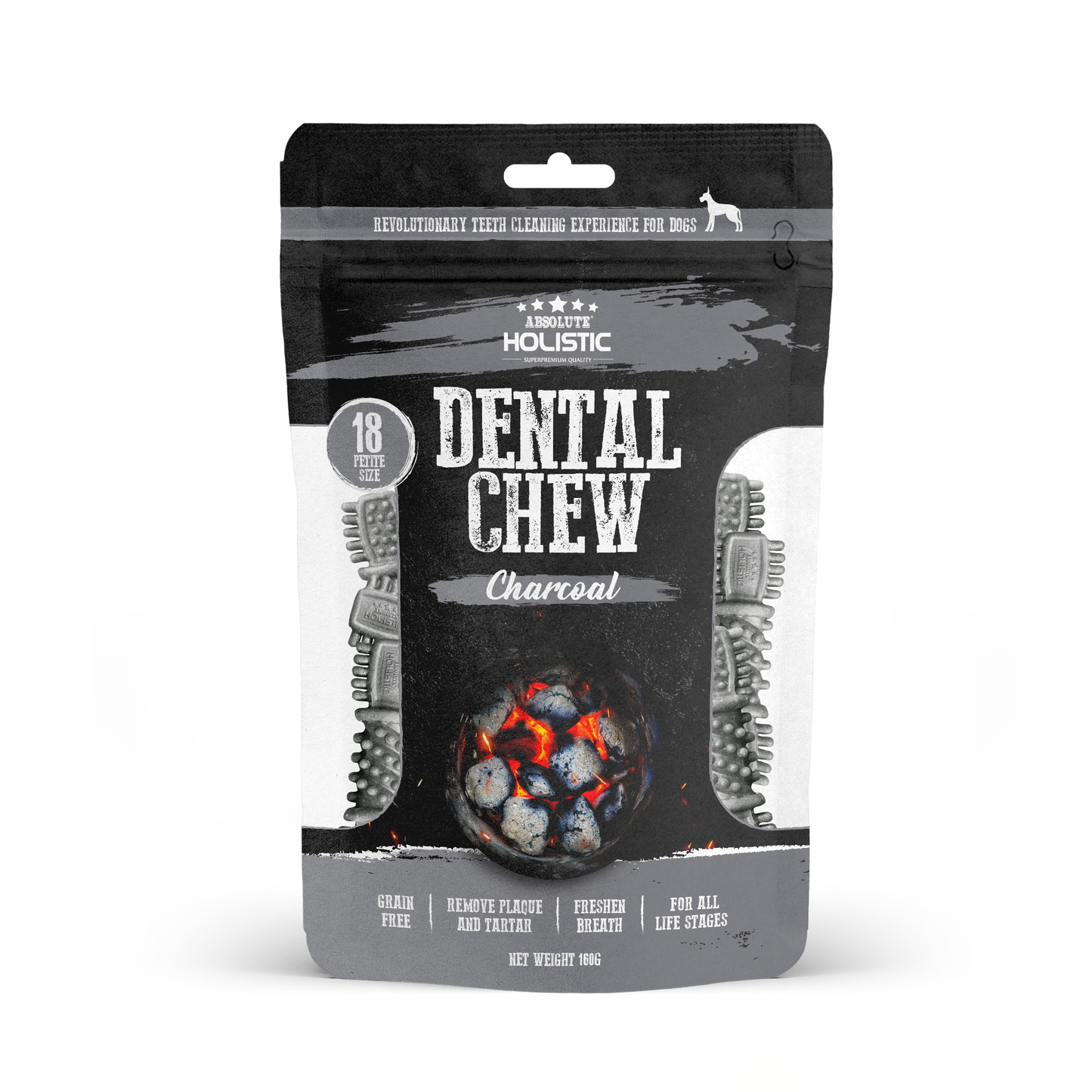 [As Low As $6 Each] Absolute Holistic Charcoal Petite Dental Chew Value Pack for Dogs 160g