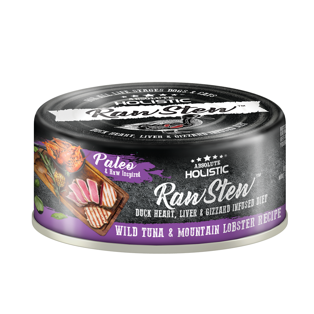 [As Low As $1.85 Each] Absolute Holistic Wild Tuna & Mountain Lobster Raw Stew Cat & Dog Canned Food 80g