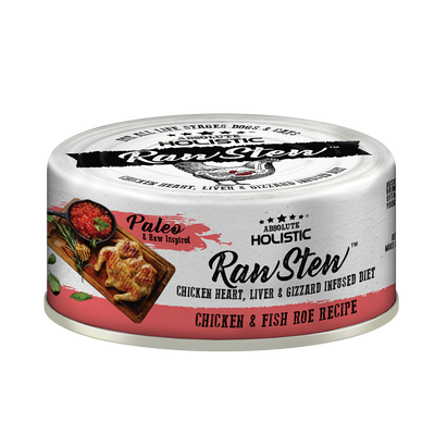 [As Low As $1.85 Each] Absolute Holistic Chicken & Fish Roe Raw Stew Cat & Dog Canned Food 80g