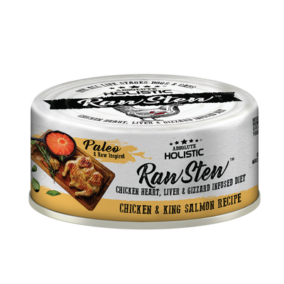 [As Low As $1.85 Each] Absolute Holistic Chicken & King Salmon Raw Stew Cat & Dog Canned Food 80g