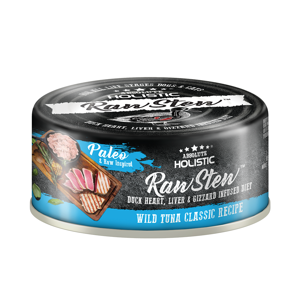 [As Low As $1.63 Each] Absolute Holistic Wild Tuna Classic Raw Stew Cat & Dog Canned Food 80g