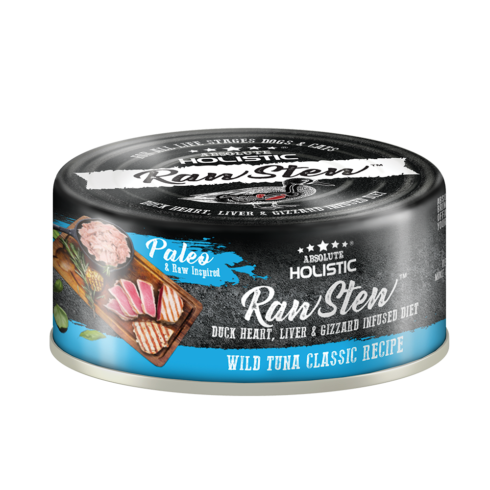 [As Low As $1.85 Each] Absolute Holistic Wild Tuna Classic Raw Stew Cat & Dog Canned Food 80g