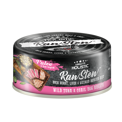[As Low As $1.85 Each] Absolute Holistic Wild Tuna & Quail Egg Raw Stew Cat & Dog Canned Food 80g