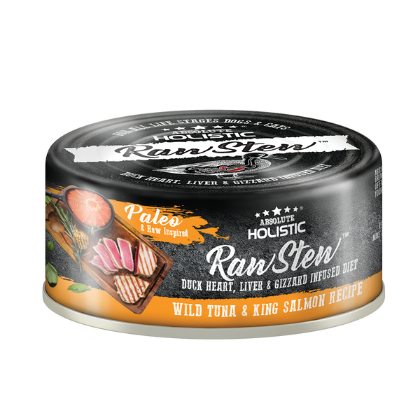Absolute Holistic Wild Tuna & King Salmon Raw Stew Cat & Dog Canned Food 80g