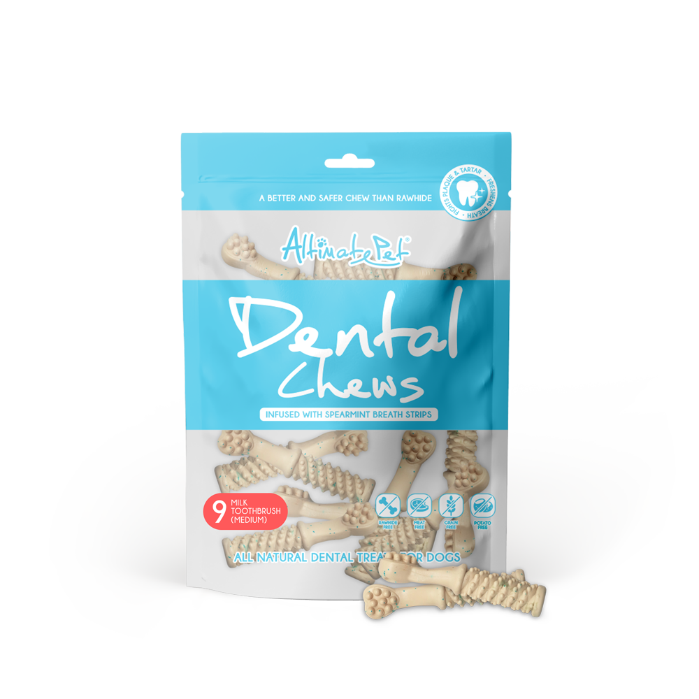 [As Low As $6.50 Each] Altimate Pet Dental Chew Milk Medium Toothbrush for Dogs 150g (9pcs)