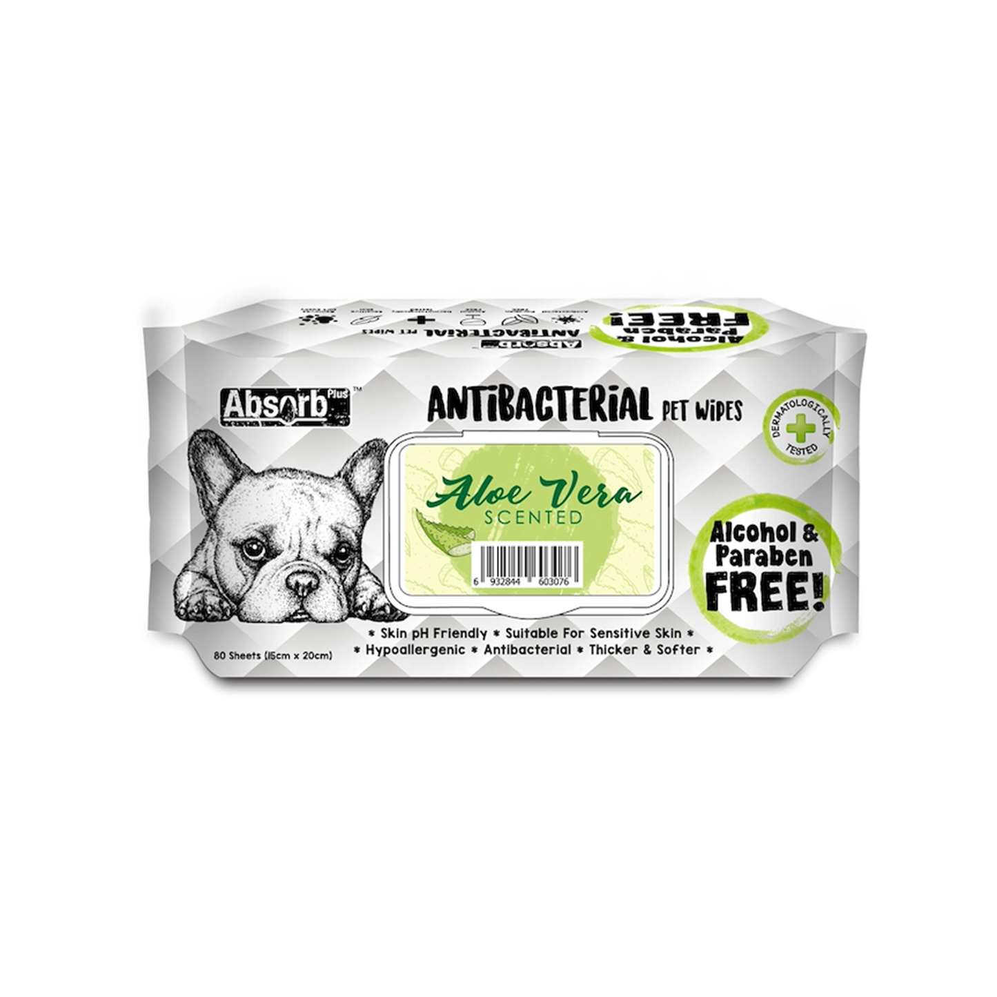 [As Low As $3.48 Each] Absorb Plus Aloe Vera Antibacterial Pet Wipes
