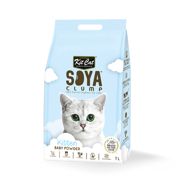 Kit Cat Soya Clump Cat Litter Baby Powder 7L (Bundle of 6)