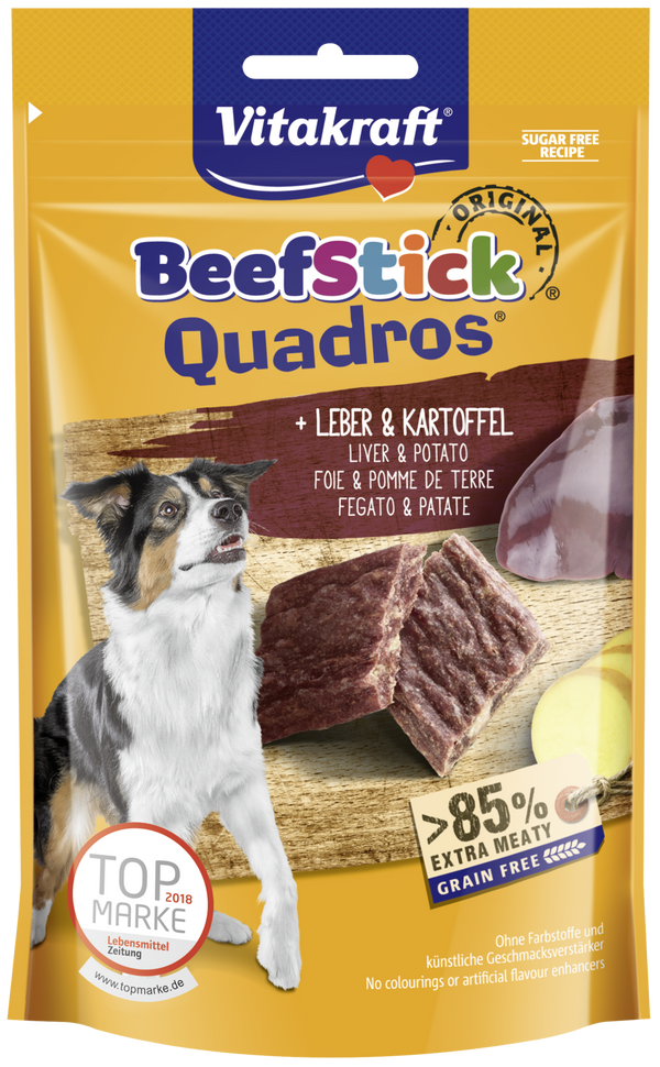 Vitakraft Beef Stick Quadros Liver & Potato Dog Treats 70g