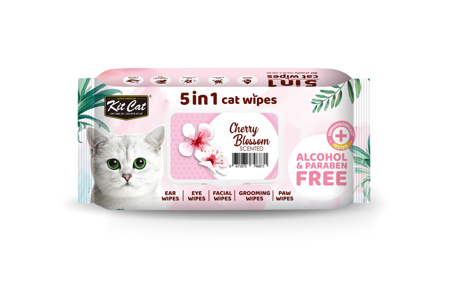 [As Low As $3.48 Each] Kit Cat 5 in 1 Cherry Blossom Cat Wipes