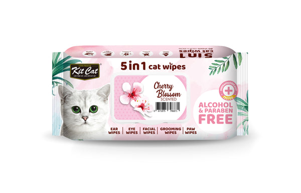 Kit Cat 5 in 1 Cat Wipes Cherry Blossom (Bundle of 3)