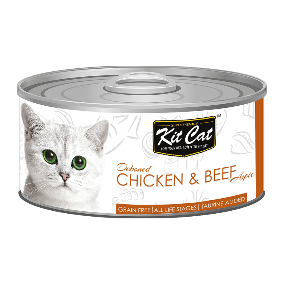 [As Low As $0.91 Each] Kit Cat Deboned Chicken & Beef Wet Cat Canned Food 80g