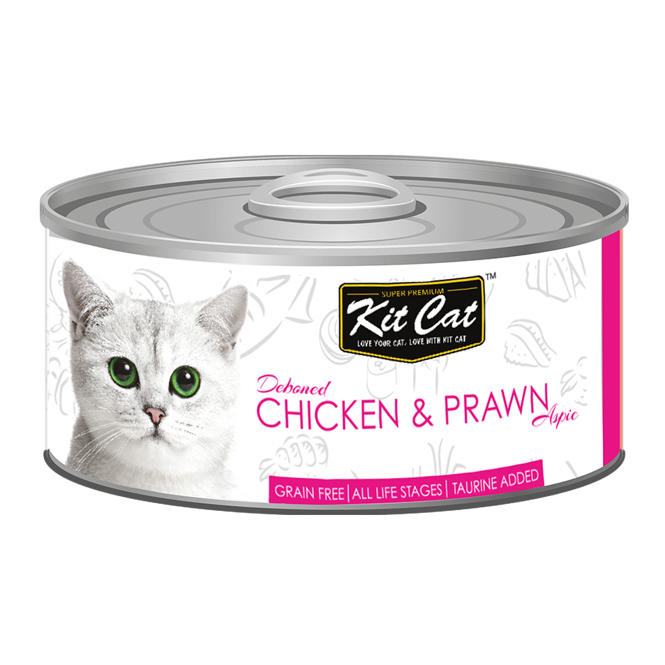 [As Low As $0.91 Each] Kit Cat Deboned Chicken & Prawn Wet Cat Canned Food 80g