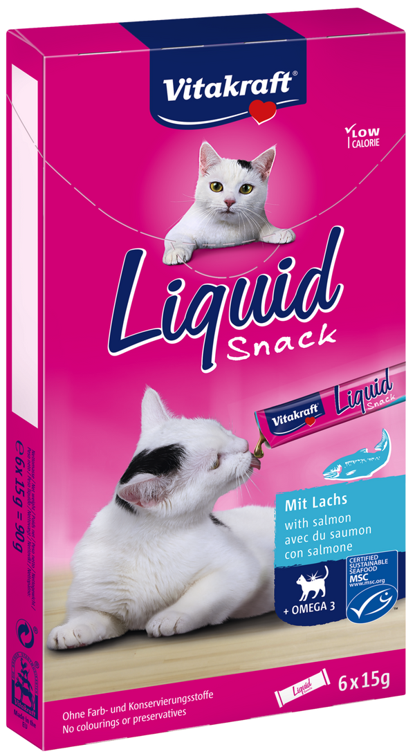 Vitakraft Liquid Snack Salmon & Omega 3 Cat Treats 90g