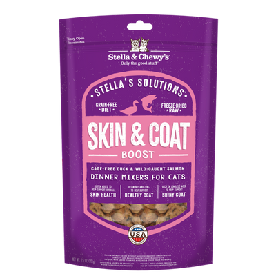 Stella & Chewy’s Stella's Solutions Skin & Coat Boost Duck & Salmon Freeze Dried Cat Food 7.5oz