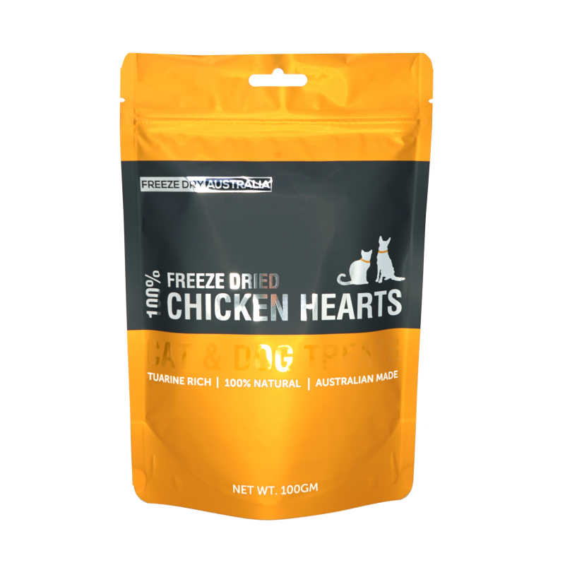 Freeze Dry Australia Freeze Dried Chicken Hearts Cat and Dog Treats 100g