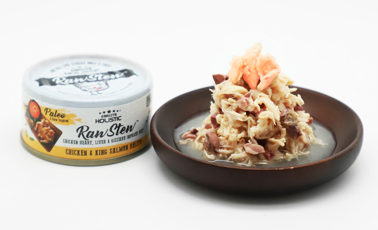 [As Low As $1.63 Each] Absolute Holistic Chicken & King Salmon Raw Stew Cat & Dog Canned Food 80g
