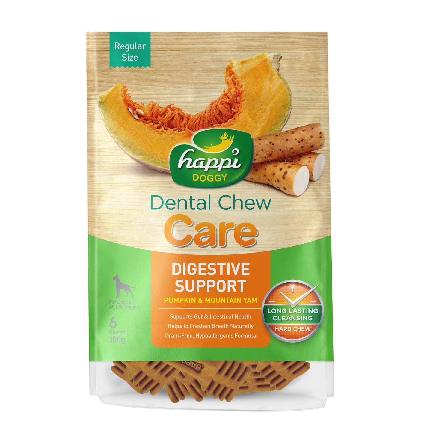[As Low As $7.65 Each] Happi Doggy Care Pumpkin & Mountain Yam Digestive Support Dental Chew 150g (2 Sizes)