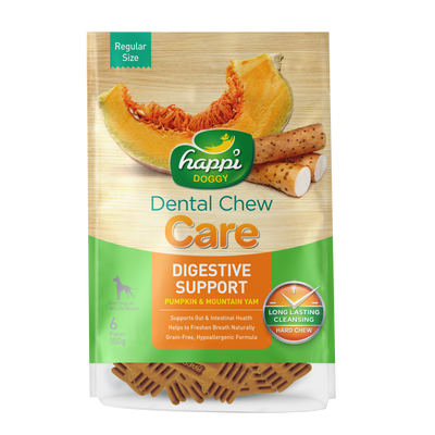 [As Low As $7.65 Each] Happi Doggy Care Pumpkin & Mountain Yam Digestive Support Dental Chew 150g (2 Sizes)