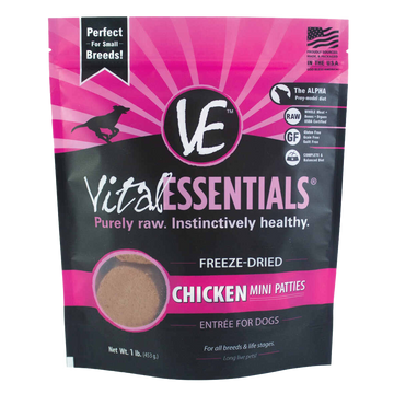 Vital Essentials Chicken Mini Patties Freeze Dried Dog Food 16oz