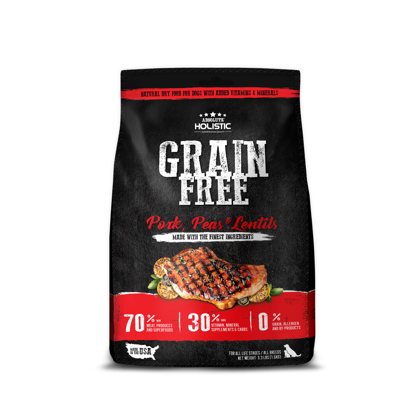 [FREE Bisque & Bundle Deal] Absolute Holistic Grain Free Pork & Peas Dog Dry Food (2 Sizes)