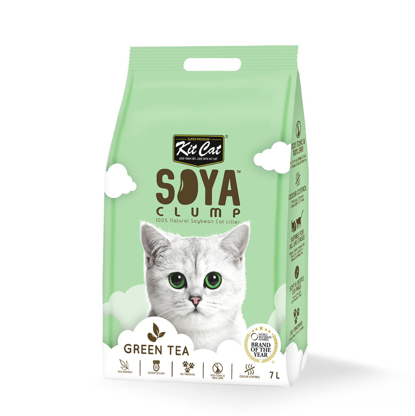 Kit Cat Soya Clump Cat Litter Green Tea 7L (Bundle of 6)