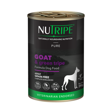 Nutripe Pure Goat & Green Tripe Adult Dog Canned Food 95g & 390g