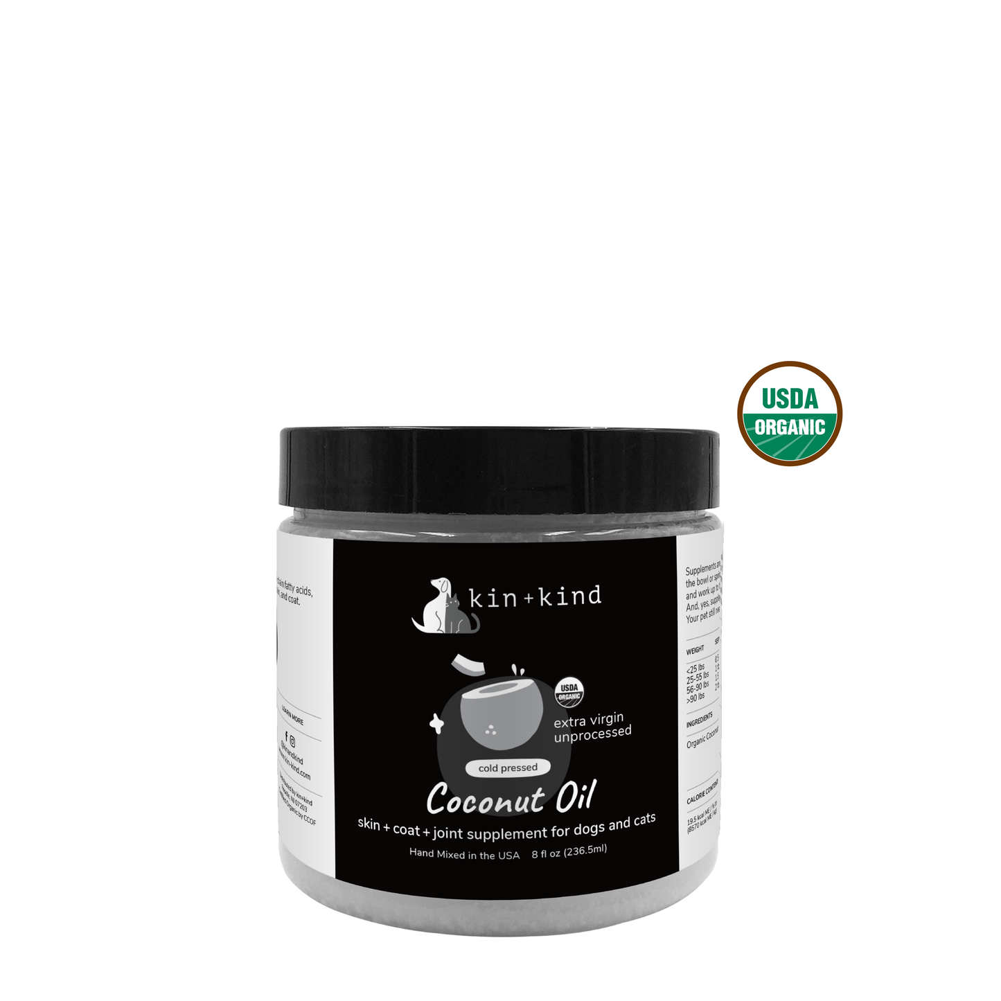 Kin+Kind Organic Raw Cold-Pressed Coconut Oil (2 Sizes)