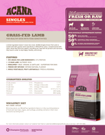 ACANA Singles Grass-Fed Lamb Dry Dog Food (3 Sizes)