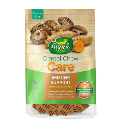 [As Low As $7.65 Each] Happi Doggy Care Turmeric & Shitake Immune Support Dental Chew 150g (2 Sizes)