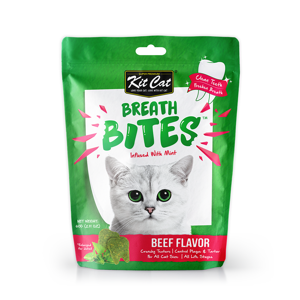[As Low As $2.80 Each] Kit Cat Breath Bites Mint & Beef Cat Treats 60g