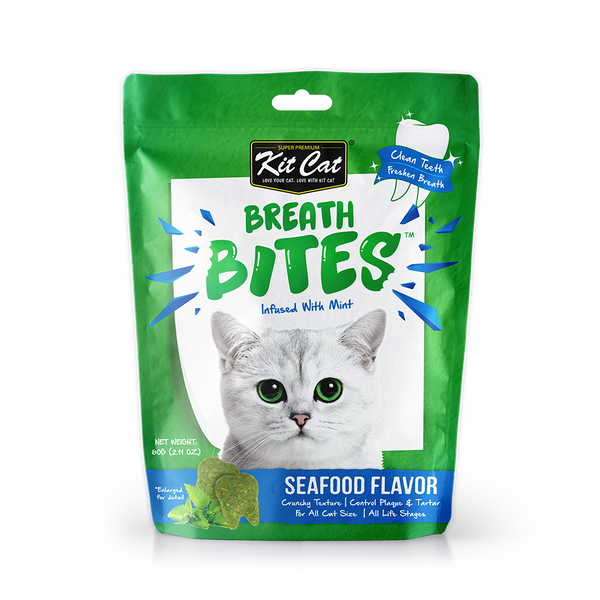 Kit Cat Breath Bites Mint & Seafood Cat Treats 60g (Bundle of 3)